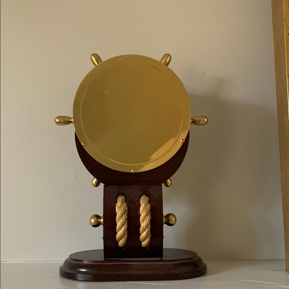 Howard Miller Gold‎ and Brown Nautical Art Clock with Ship's Wheel Design - Picture 7 of 9
